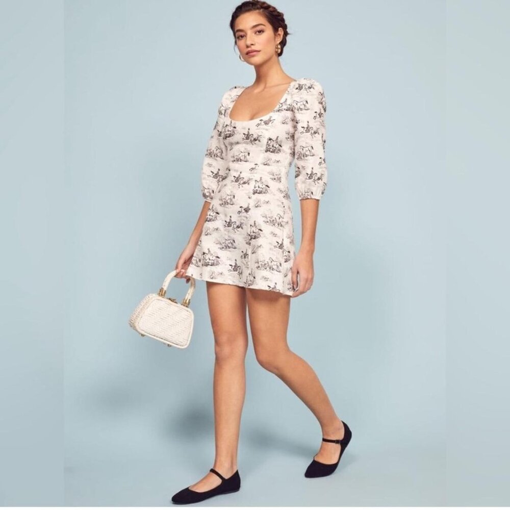 Reformation Toile Print Linen Dress